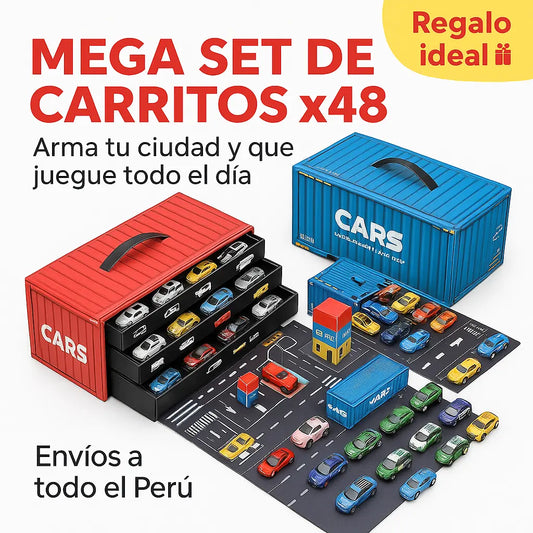 Set Contenedor x 48 Carritos de Fricción Coleccionables